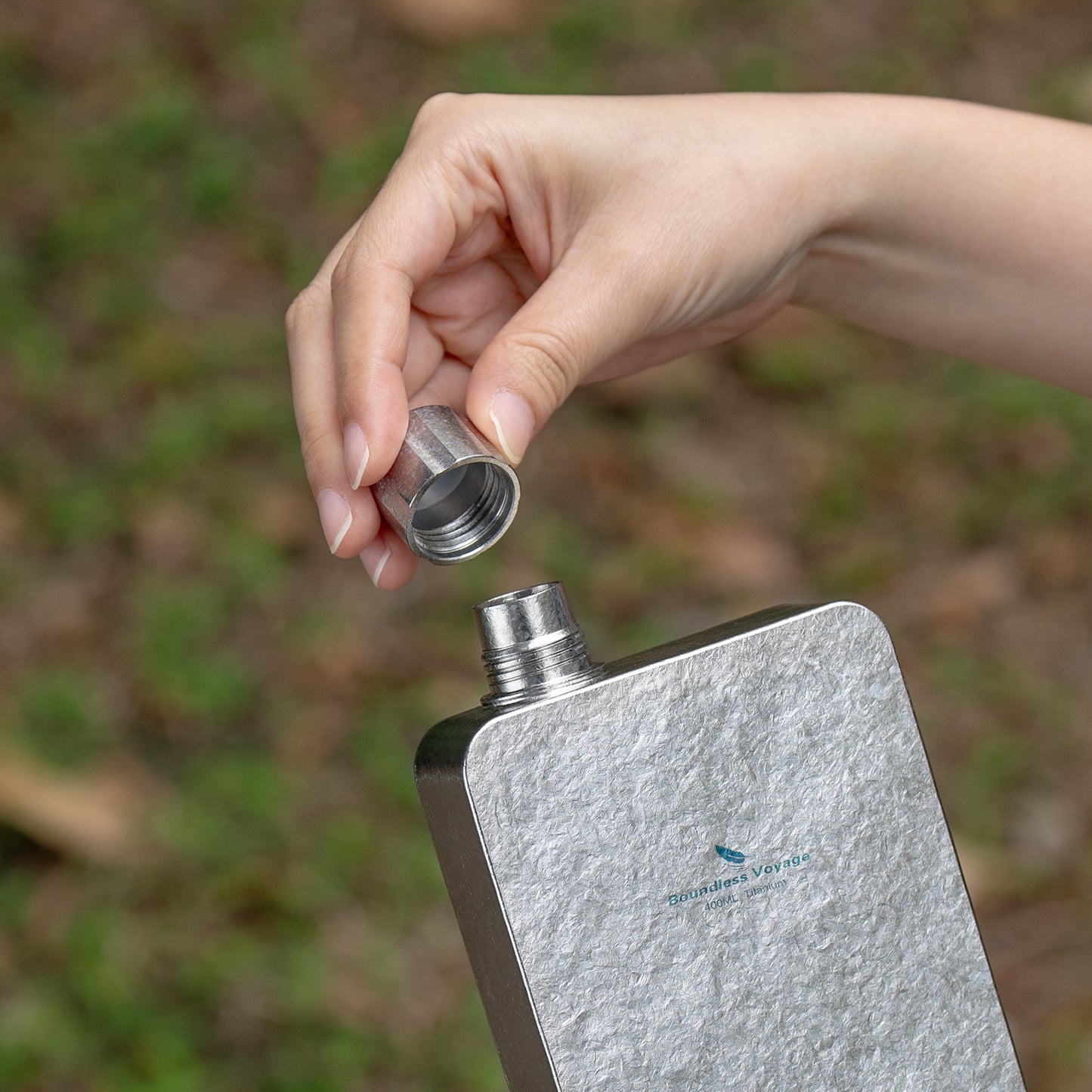 Boundless Voyage 400ml Titanium Flask with Funnel – Lightweight Leakproof Hip Flask for Camping, Travel & Everyday Carry
