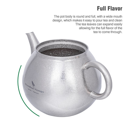 Boundless Voyage Titanium Kungfu Teapot with Lid and Handle Camping Coffee & Tea Pot for Outdoor Backpacking Hiking Teapot 380ml