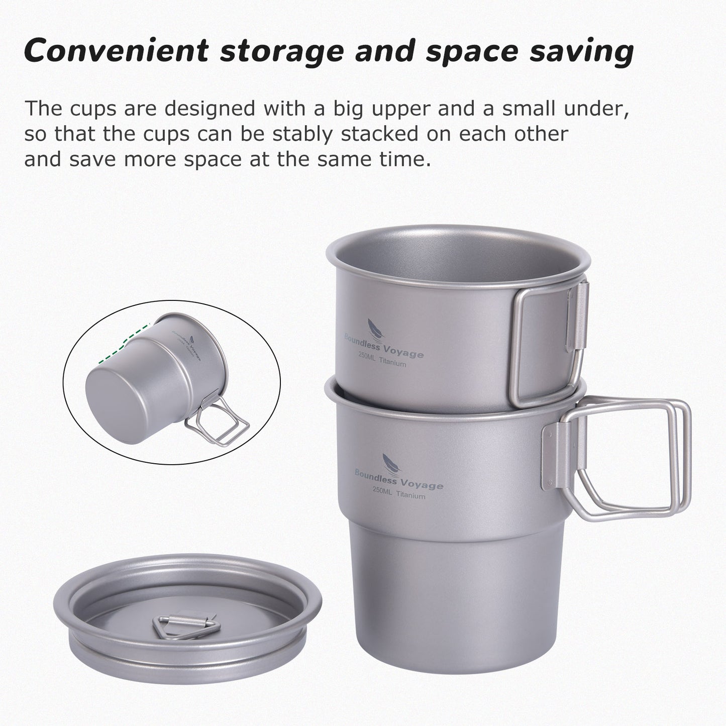 Boundless Voyage Titanium Coffee Cup Portable European Stackable Mug Outdoor Accompanying Water Bottle