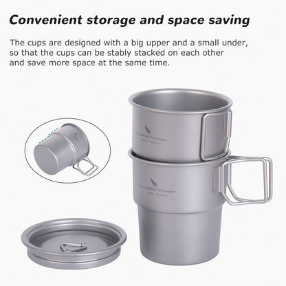 Boundless Voyage Titanium Coffee Cup Portable European Stackable Mug Outdoor Accompanying Water Bottle