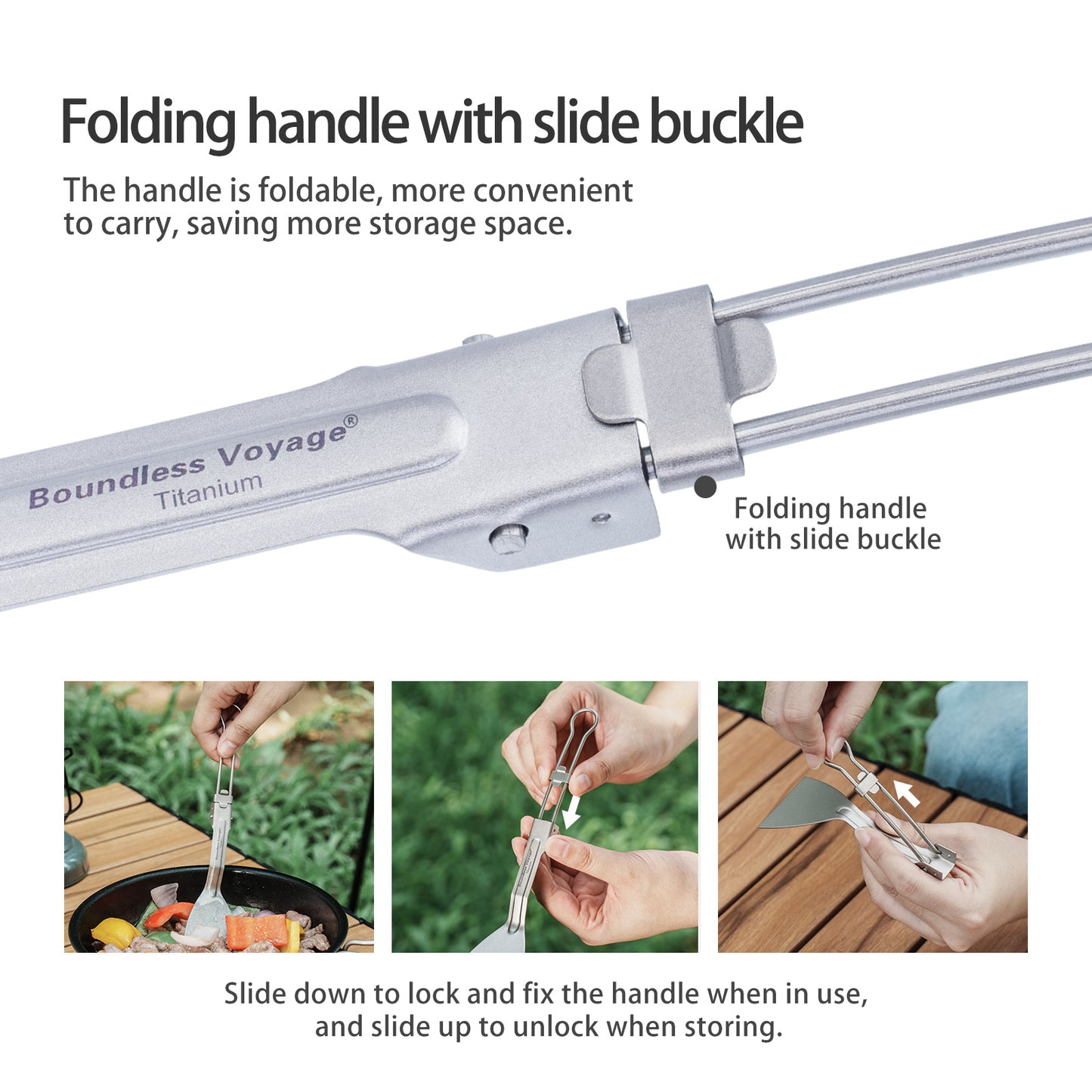 Boundless Voyage Titanium Folding Cooking Spatula – Ultralight Beefsteak Frying Shovel for Outdoor & Home Kitchen Use