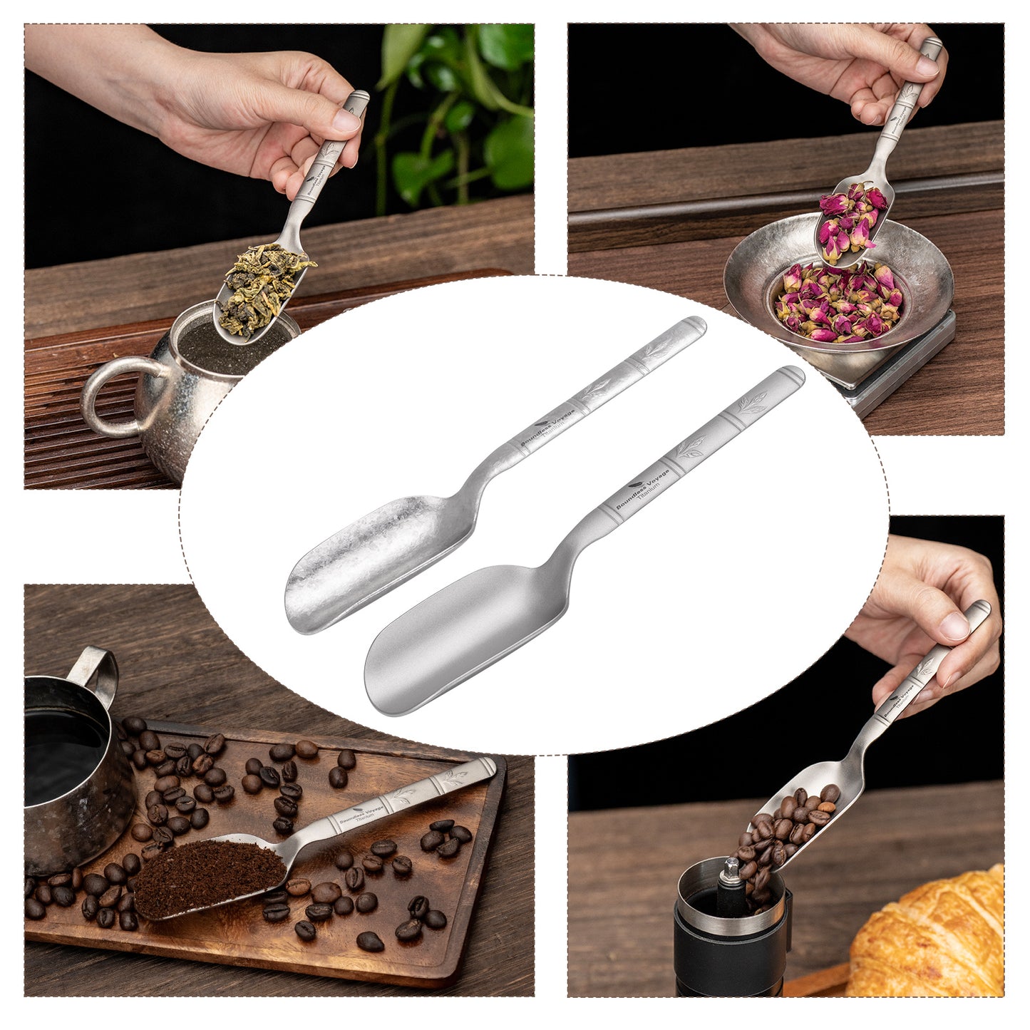Boundless Voyage TA1 Titanium Spoon 2PCS– Ultralight Portable Camping Spoon for Hiking, Backpacking, Travel & Everyday Use