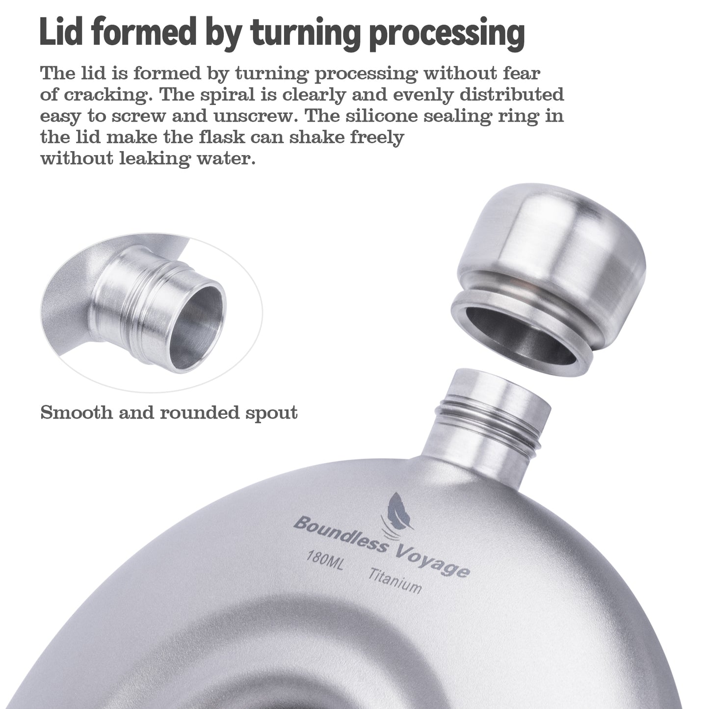 Boundless Voyage Titanium Titanium Flask 180ML+funnel for Camping Home Whiskey Flask
