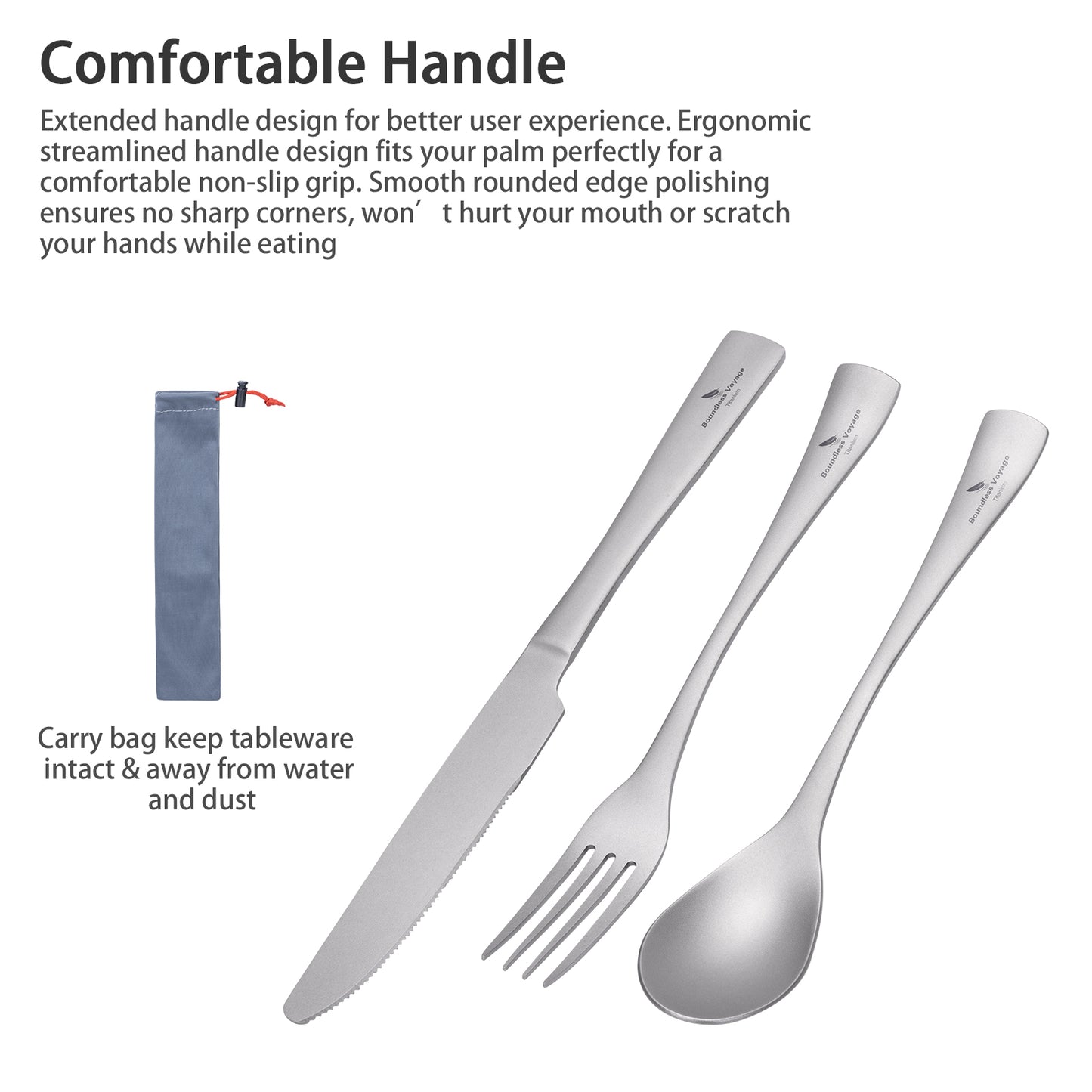 Boundless Voyage Titanium Cutlery Set – Ultralight Camping Knife, Fork & Spoon Tableware for Travel & Everyday Use