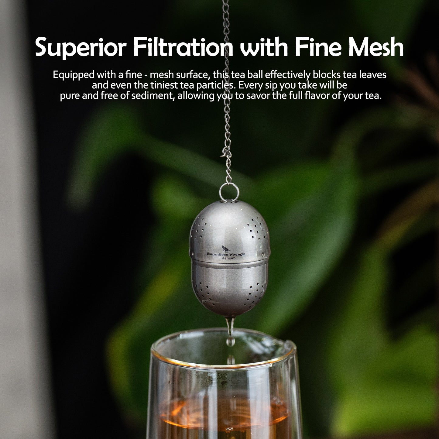 Boundless Voyage Titanium Tea Ball Infuser  Ultralight Tea Strainer with Extended Chain for Loose Tea  Spices