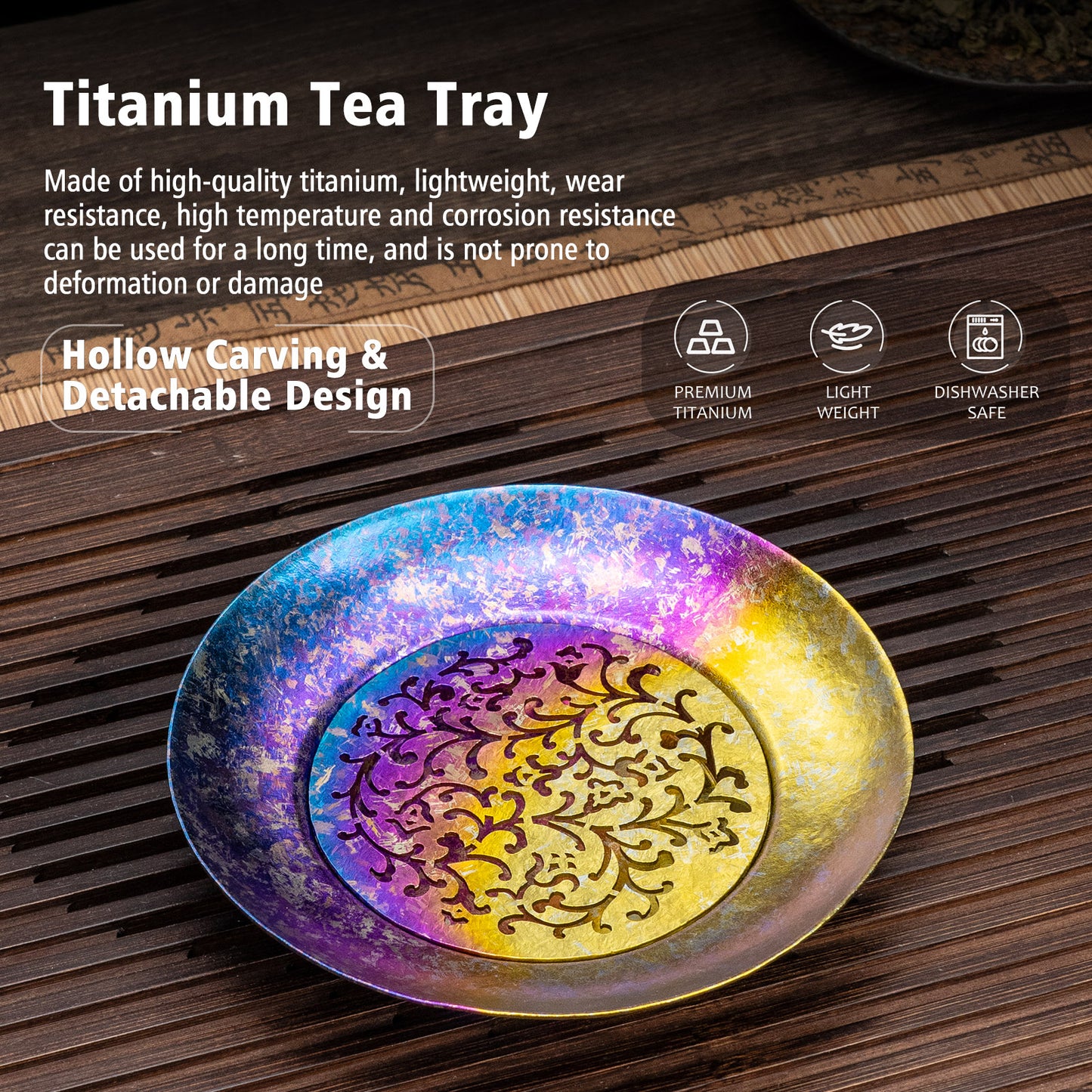 Boundless Voyage Titanium Tea Tray – Detachable Gongfu Tea Drain Tray with Water Storage for Home, Office & Travel