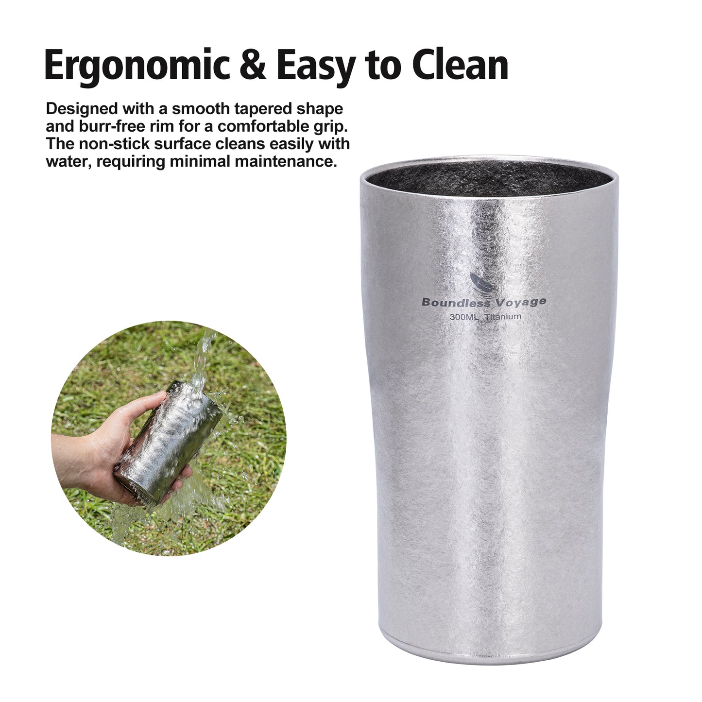 Boundless Voyage Titanium Double-Walled Beer Cup Ultralight Coffee Tea Juicy Cups for Home Outdoor Camping Picnic 300ml Crystallized Finish