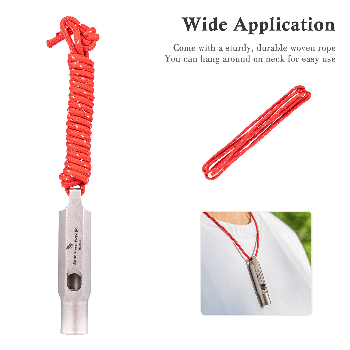 Boundless Voyage Titanium Whistle Emergency Survival Safety Whistles with Lanyard Loud for Outdoor Camping Hiking Coaches Training Sports Keychain Whistle
