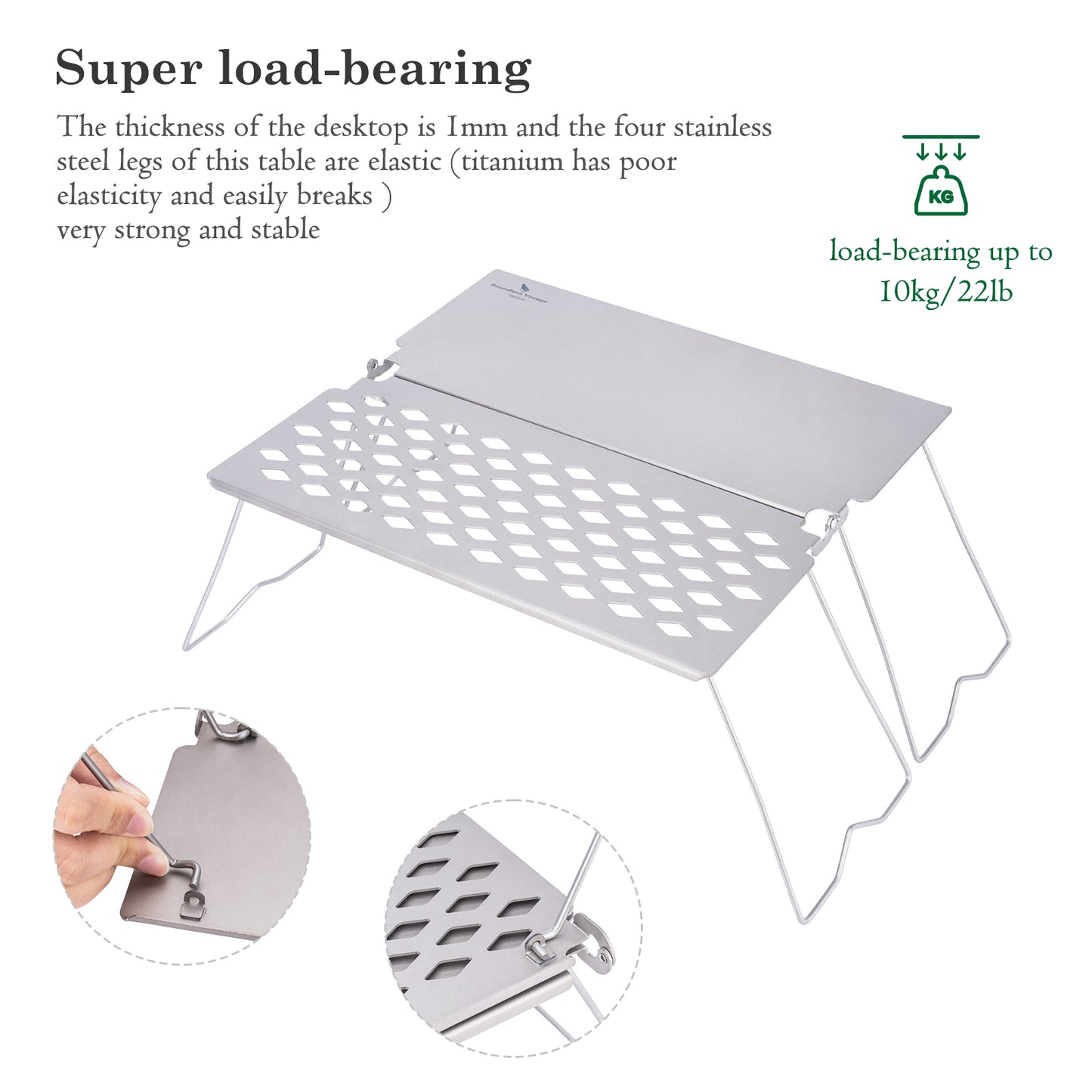Boundless Voyage Titanium Folding Camping Table with Legs Outdoor Tableware Suitable for Picnic Camping Outdoor Hiking Ti2028C