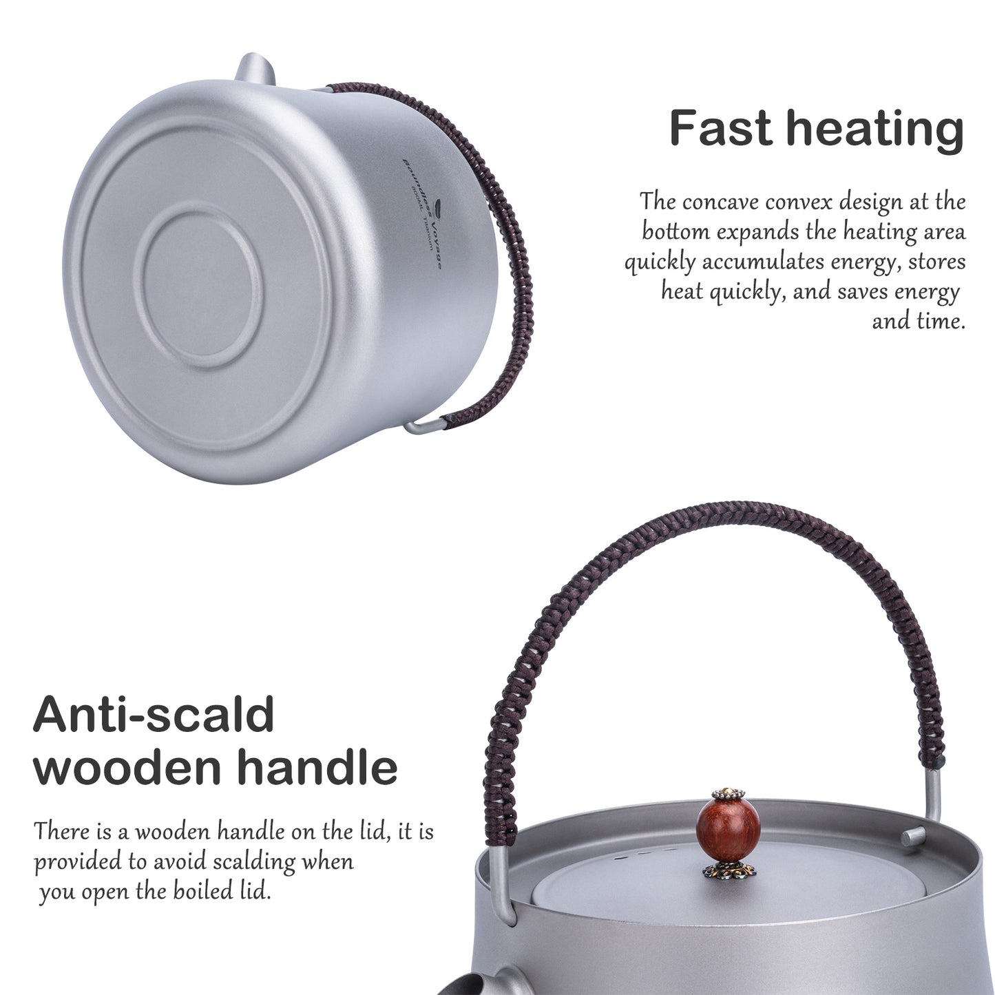 Boundless Voyage 800ml Titanium Camping Kettle with Filter – Ultralight TA1 Teapot & Coffee Pot with Folding Handle for Hiking, Backpacking & Outdoor Brewing