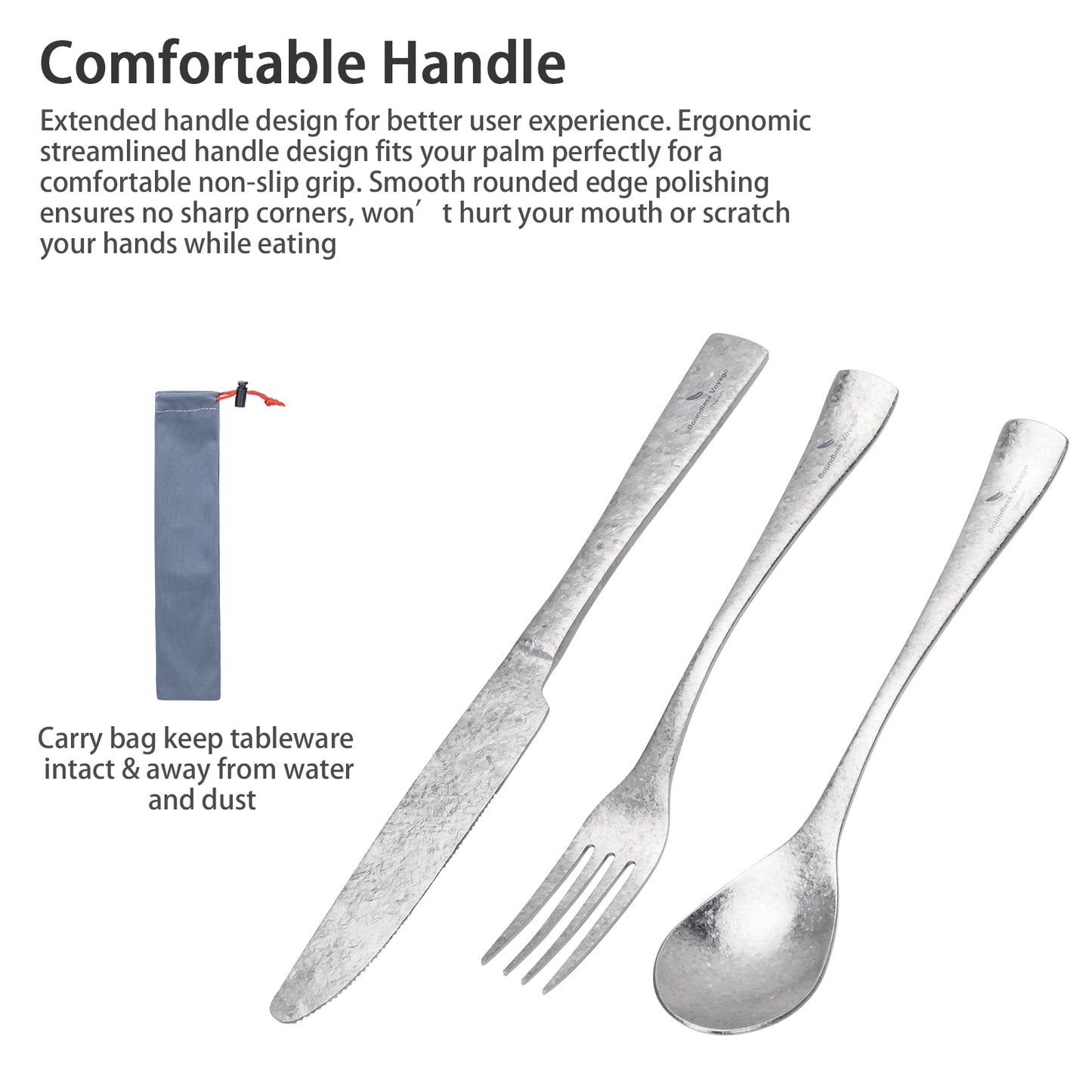 Boundless Voyage Titanium Cutlery Set – Ultralight Camping Knife, Fork & Spoon Tableware for Travel & Everyday Use
