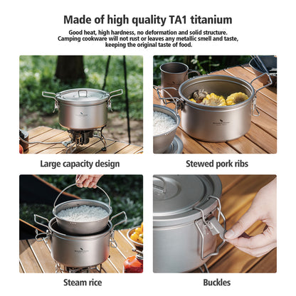 Boundless Voyage Titanium Outdoor Cooking Pot – Ultralight Multi-Purpose Camping Cookware