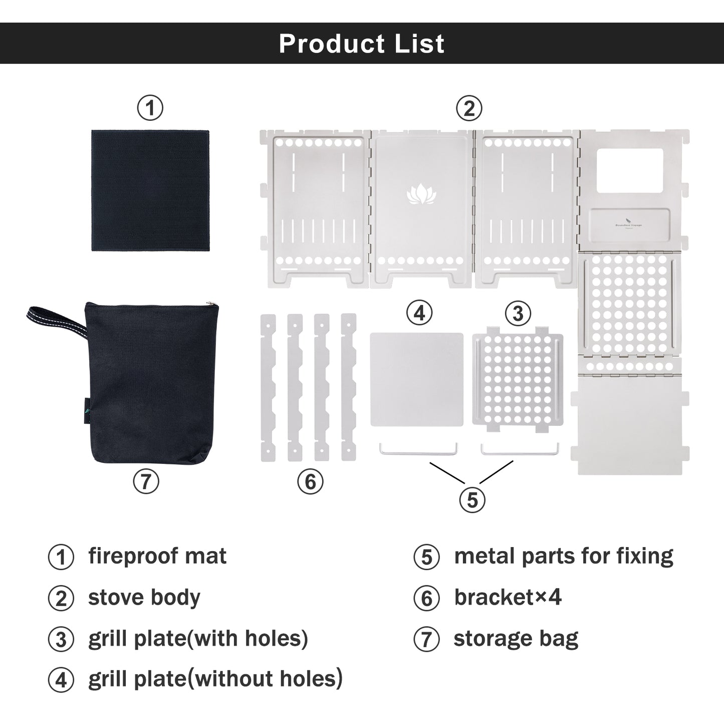 Boundless Voyage Titanium Wood Stove Ultralight Camping Charcoal Burner for Backpacking Hiking & Outdoor Cooking
