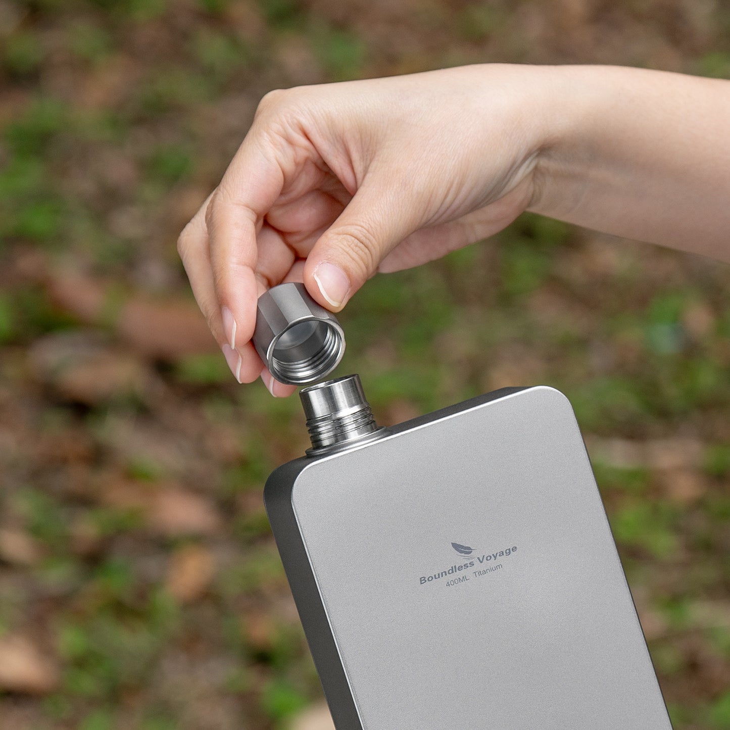 Boundless Voyage 400ml Titanium Flask with Funnel – Lightweight Leakproof Hip Flask for Camping, Travel & Everyday Carry