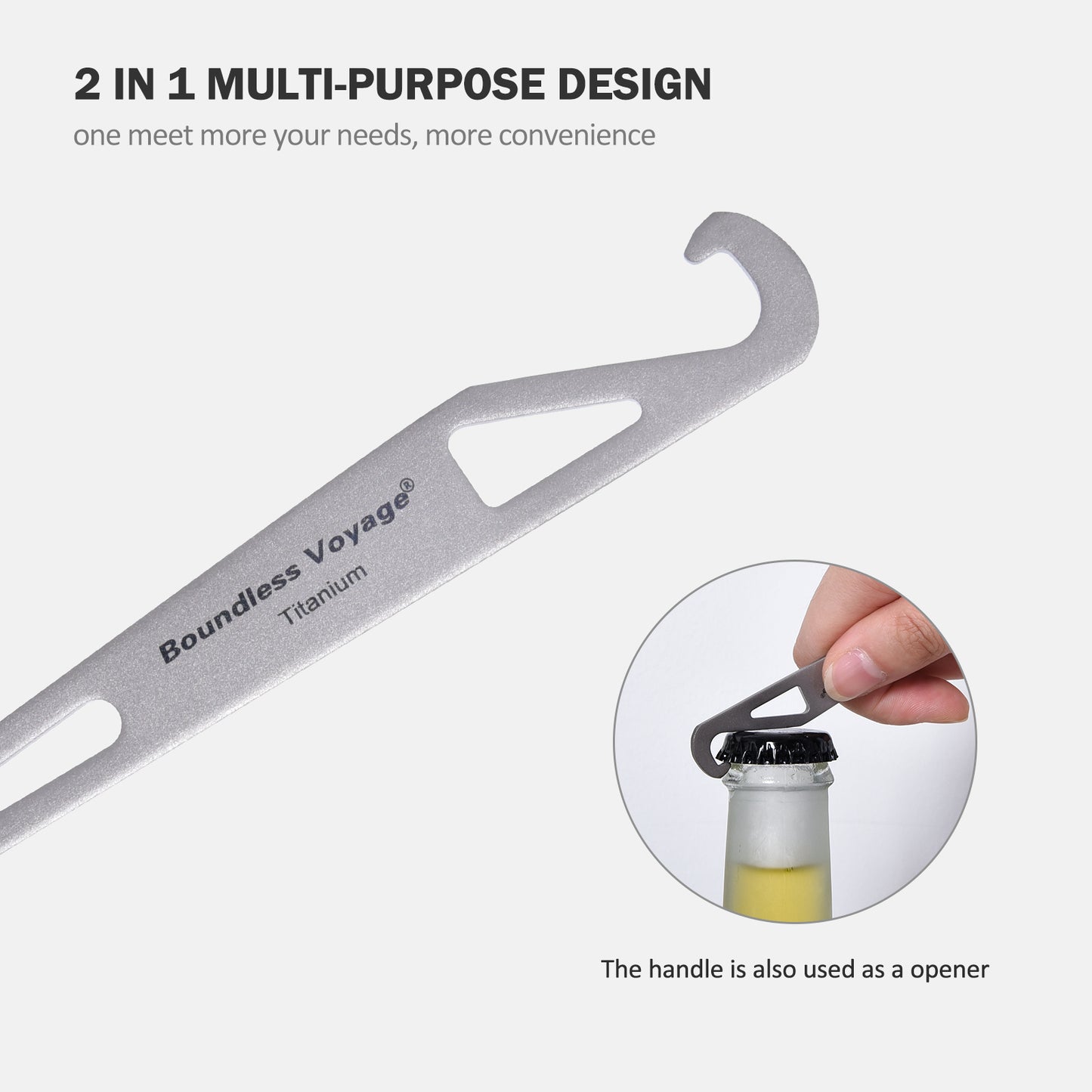 Boundless Voyage Titanium Spork with Bottle Opener – Ultralight Camping Cutlery for Hiking, Backpacking & Travel