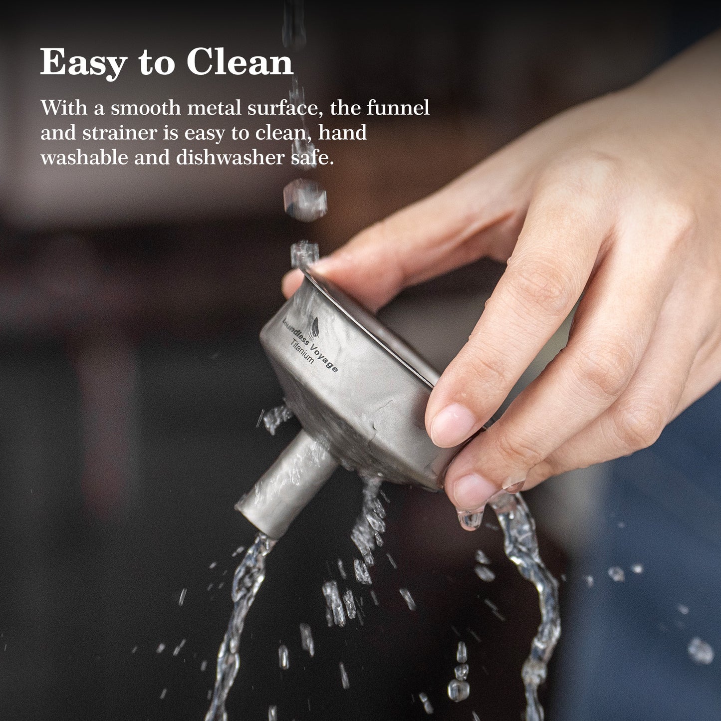 Boundless Voyage Titanium Funnel with Removable Strainer | Multi-Use Food-Grade Kitchen Tool | Mini Liquid, Oil & Powder Filter for Filling Flasks, Bottles & Jars | Ultralight & Rust-Proof