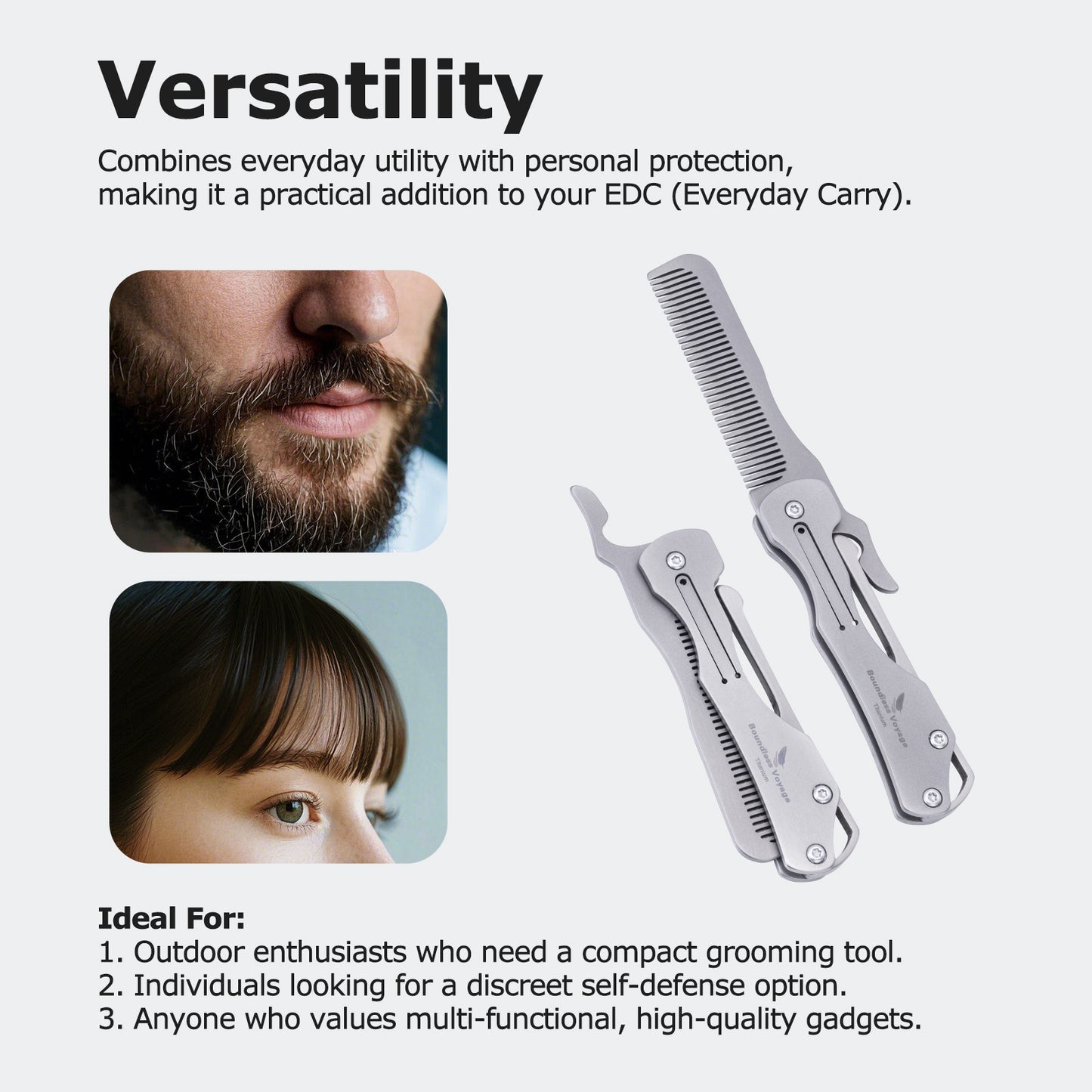 Outdoor Titanium Folding Comb – Lightweight EDC Survival & Self-Defense Gadget