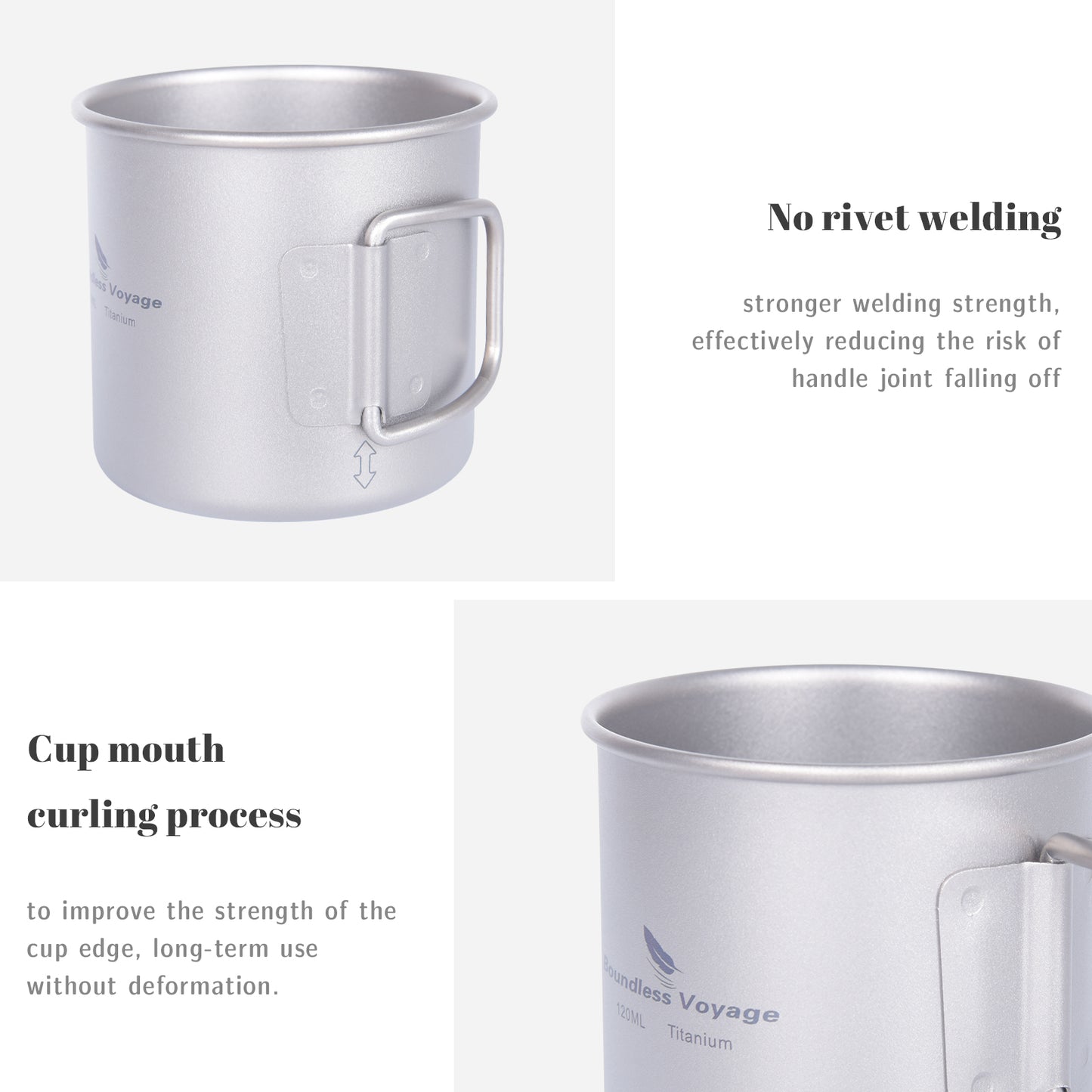 Boundless Voyage Ultralight Titanium Cup | 120ml / 180ml Portable Tea & Wine Mug | Premium Metal Drinking Glass for Camping, Coffee & Outdoor Spirits