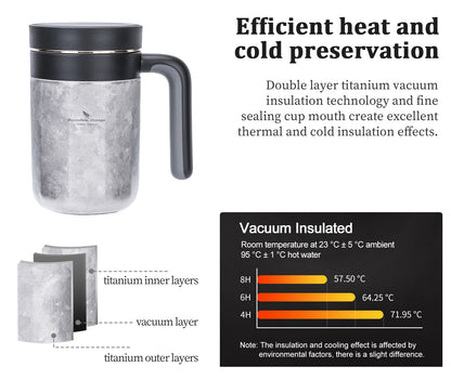 Boundless Voyage 700ml Titanium Double-Walled Cup Insulated Water Cup with Lid & Filter Portable Reusable Travel Coffee Mug for Hot and Cold Beverages