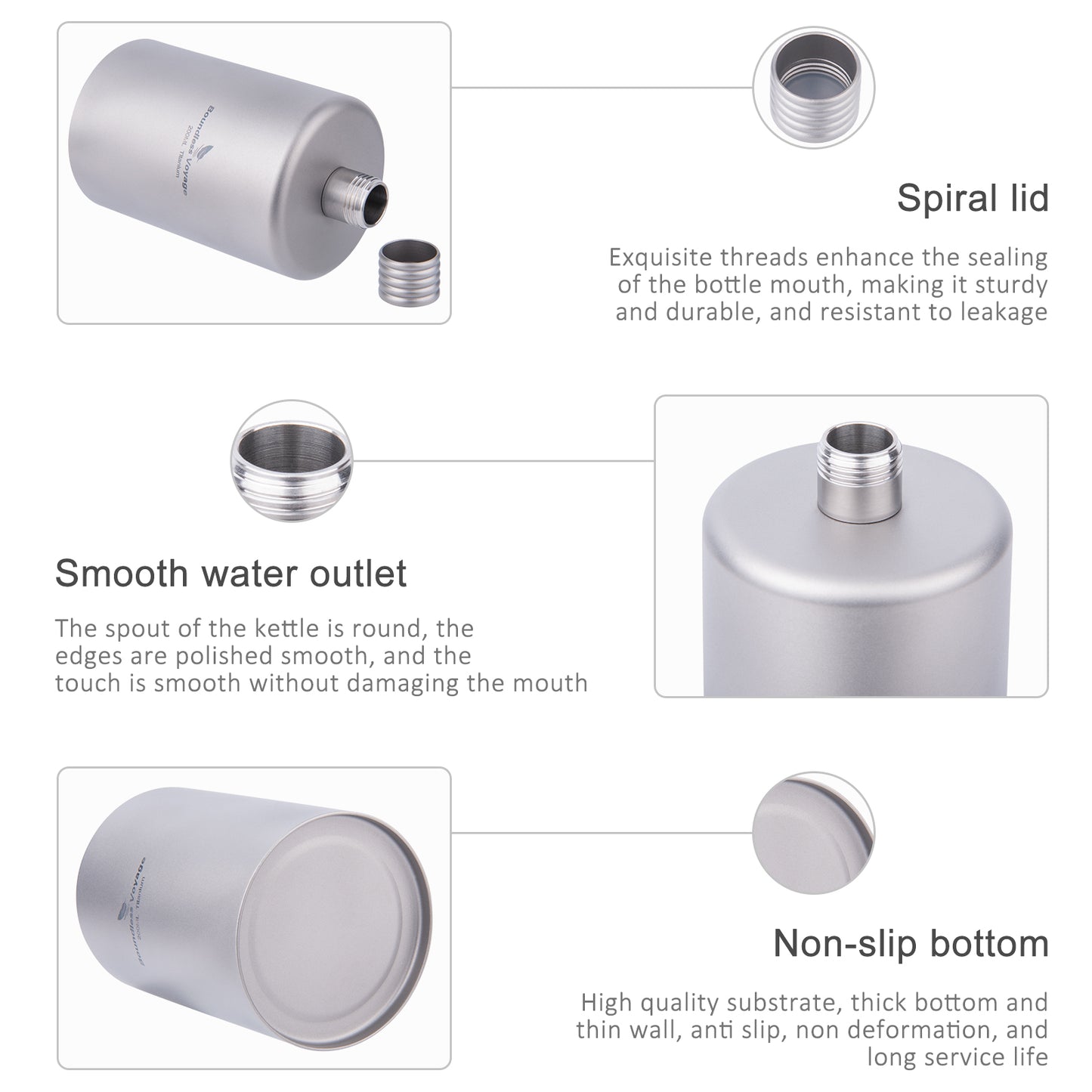 Boundless Voyage 200ml Titanium Pocket Flagon – Portable Camping Flask, Lightweight Hip Flask for Outdoor Adventures, Picnics, & Sports