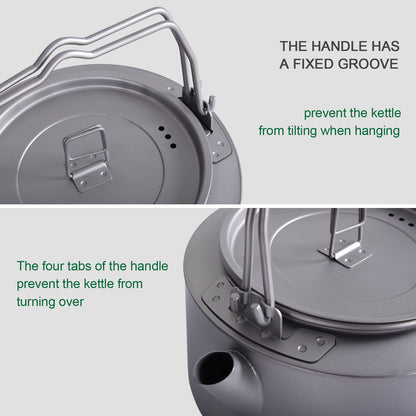 Titanium 1L Kettle with Folding Handle Filter Ultralight Big Capacity Pot For Outdoor Camping