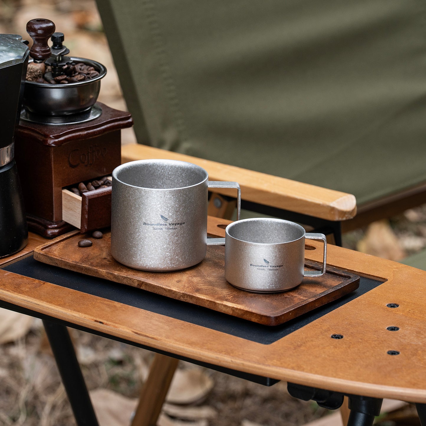 Boundless Voyage Titanium Double-Walled Coffee Cup 100ml – Ultralight Insulated Espresso Mug for Camping, Hiking & Home Use