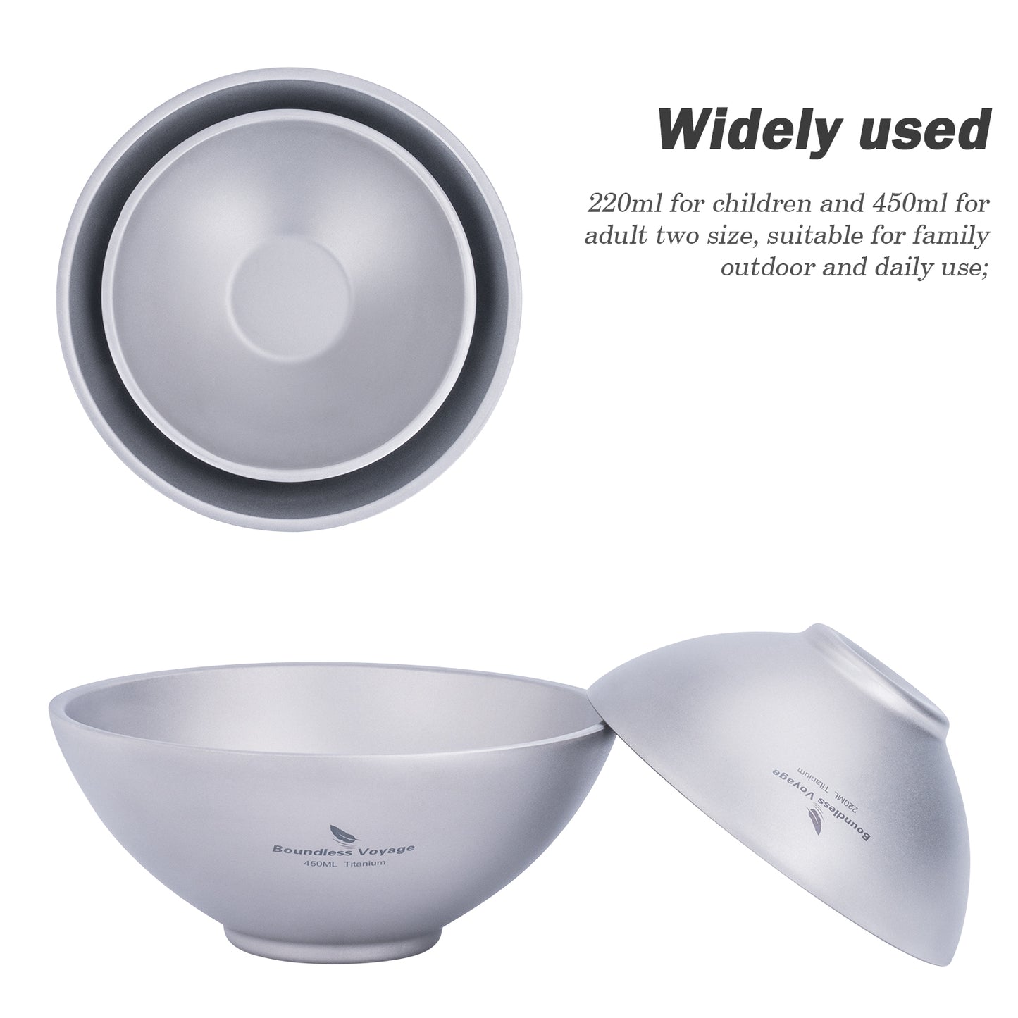 Boundless Voyage Titanium Double-Wall Bowl 220ml | Ultralight Insulated Camping Bowl | Portable Outdoor Tableware for Soup, Rice & Kids