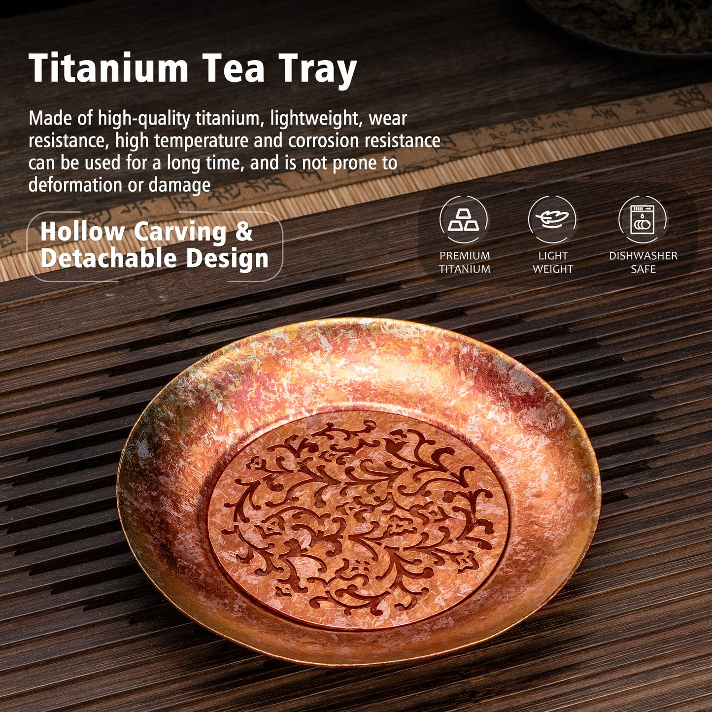 Boundless Voyage Titanium Tea Tray – Detachable Gongfu Tea Drain Tray with Water Storage for Home, Office & Travel