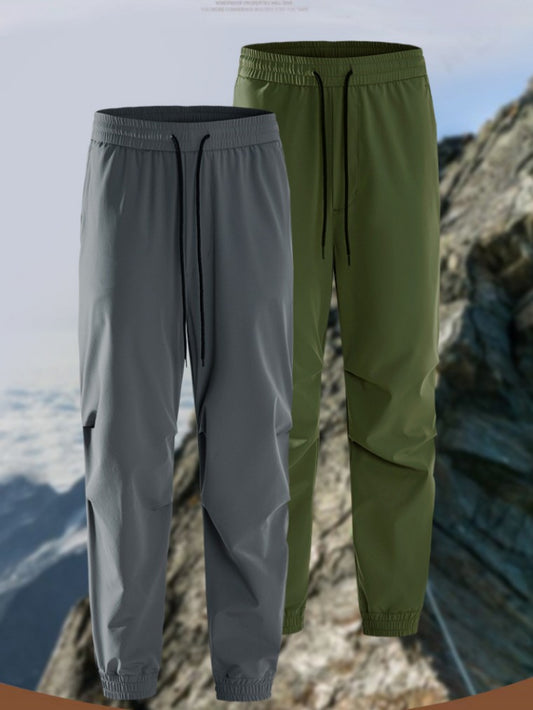 Unisex Summer Quick-Dry Joggers – Loose Fit, Long Pants for Outdoor Hiking & Casual Wear, Drawstring Cuffed Ankles