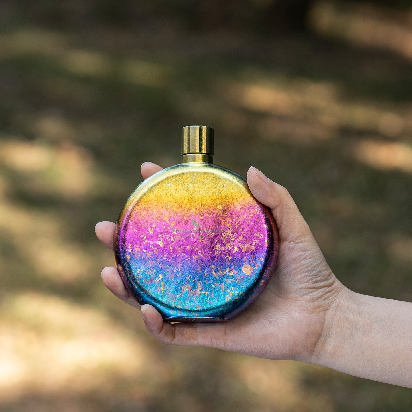Boundless Voyage 180ml Crystallized Titanium Hip Flask | Luxury Ice-Texture Round Whiskey Bottle with Funnel | Ultralight & Non-Toxic Liquor Flagon for Gifting, EDC & Travel