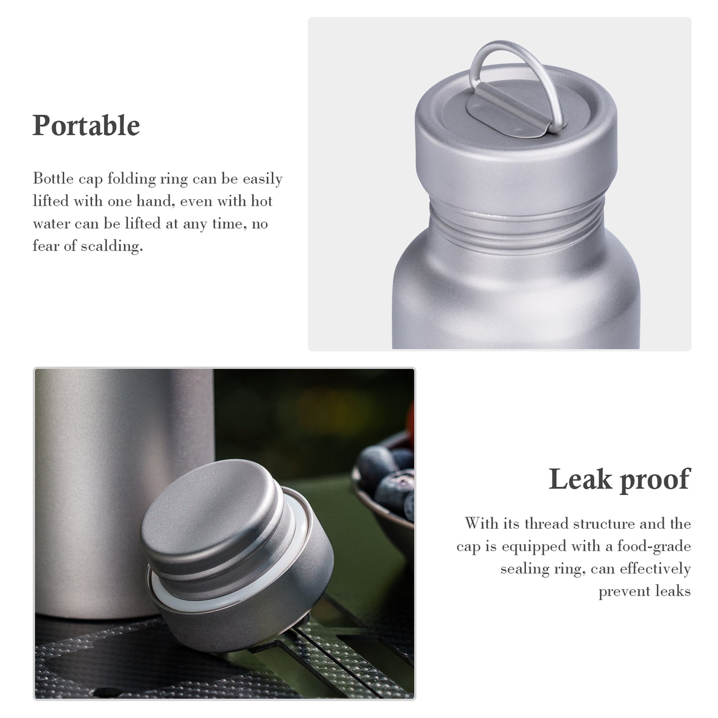 Boundless Voyage 800ml Titanium Water Bottle – Lightweight, Non-Toxic & Perfect for Hiking, Camping & Everyday Use