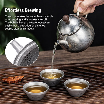 Boundless Voyage Titanium Kungfu Teapot with Lid and Handle Camping Coffee & Tea Pot for Outdoor Backpacking Hiking Teapot 380ml
