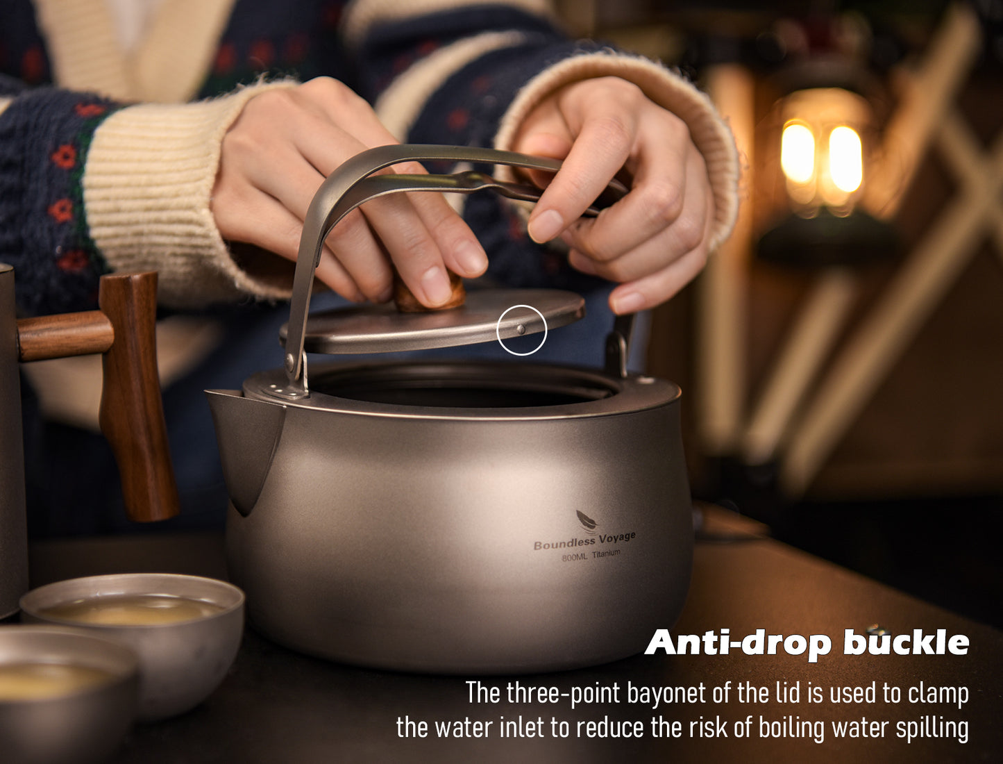 Boundless Voyage Titanium Kettle With Folding Handle Filter Outdoor Camping Teapot Coffee Jug Pot 800ml