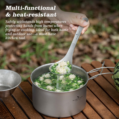Boundless Voyage Pure titanium soup colander skimmer colander ultralight long handle portable tableware cooking fried food filter kitchen tools