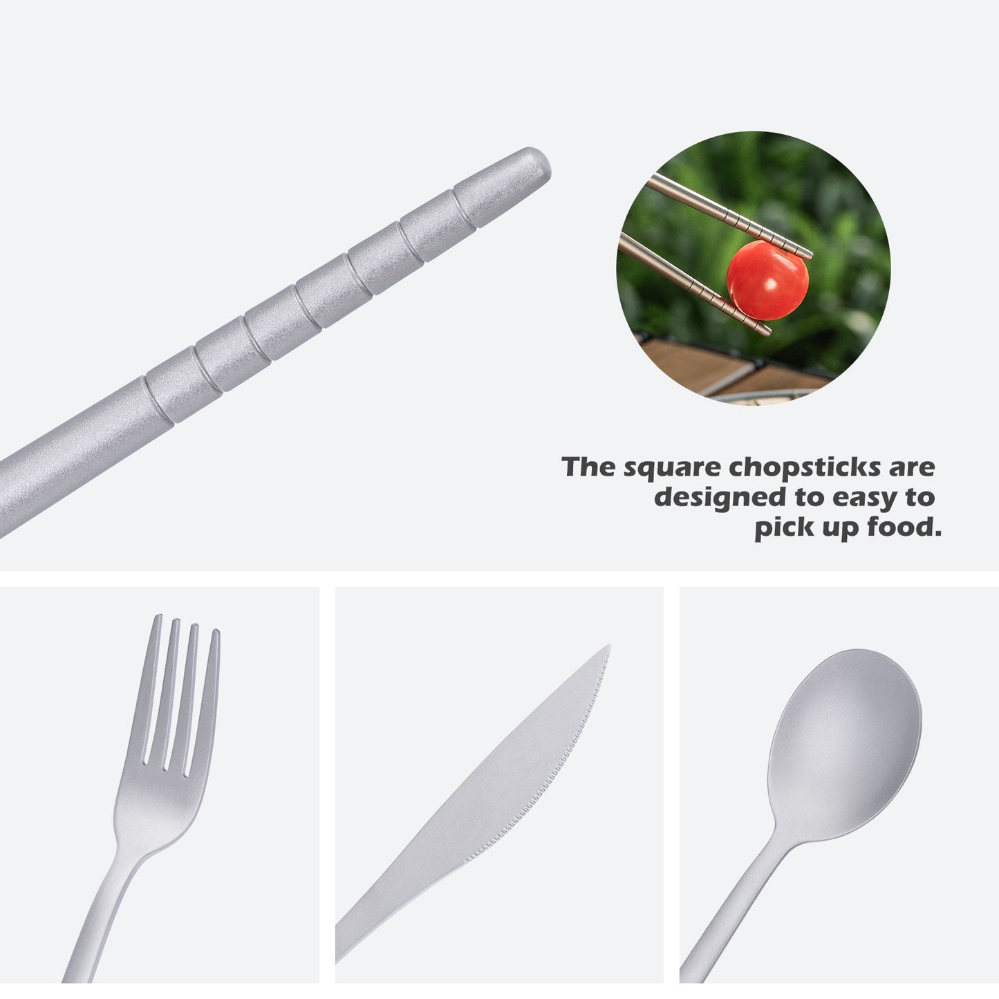 Boundless Voyage Titanium Camping Cutlery Set – Knife, Fork, Spoon & Chopsticks, Ultralight Tableware for Outdoor Travel & Home Use