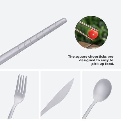 Boundless Voyage Titanium Camping Cutlery Set – Knife, Fork, Spoon & Chopsticks, Ultralight Tableware for Outdoor Travel & Home Use