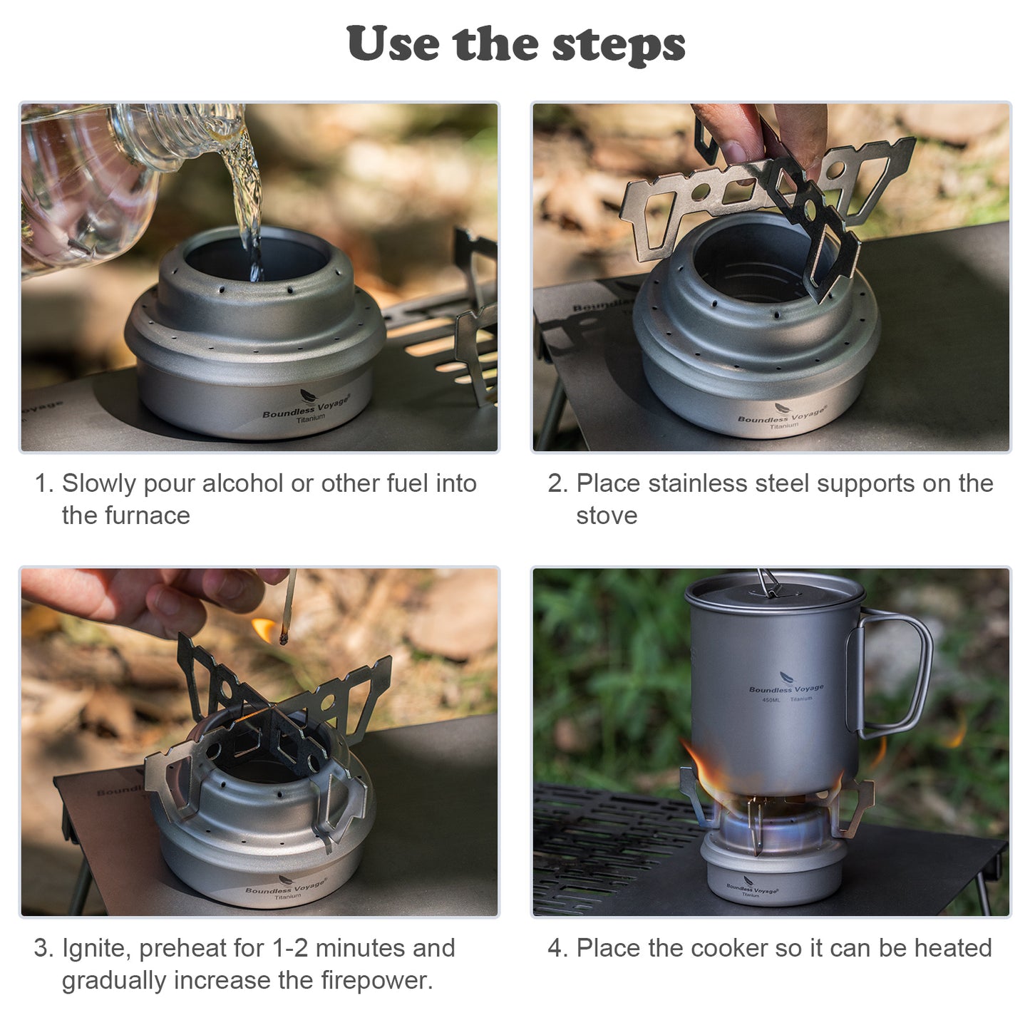Boundless Voyage Titanium Spirit Alcohol Stove Outdoor Camping Mini Spirit Cooker Alcohol Burner for Picnic Backpacking