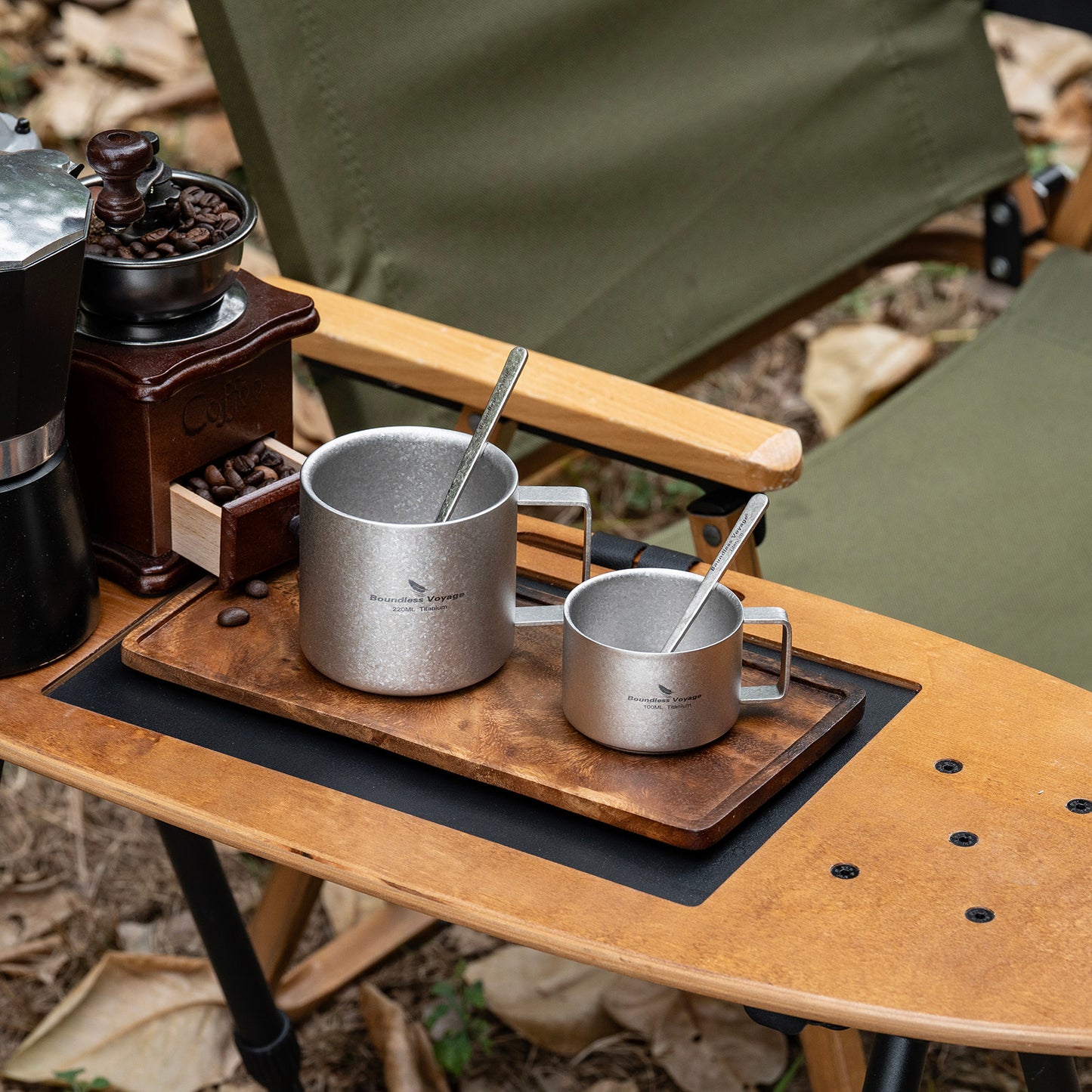 Boundless Voyage Titanium Double-Walled Coffee Cup 100ml – Ultralight Insulated Espresso Mug for Camping, Hiking & Home Use