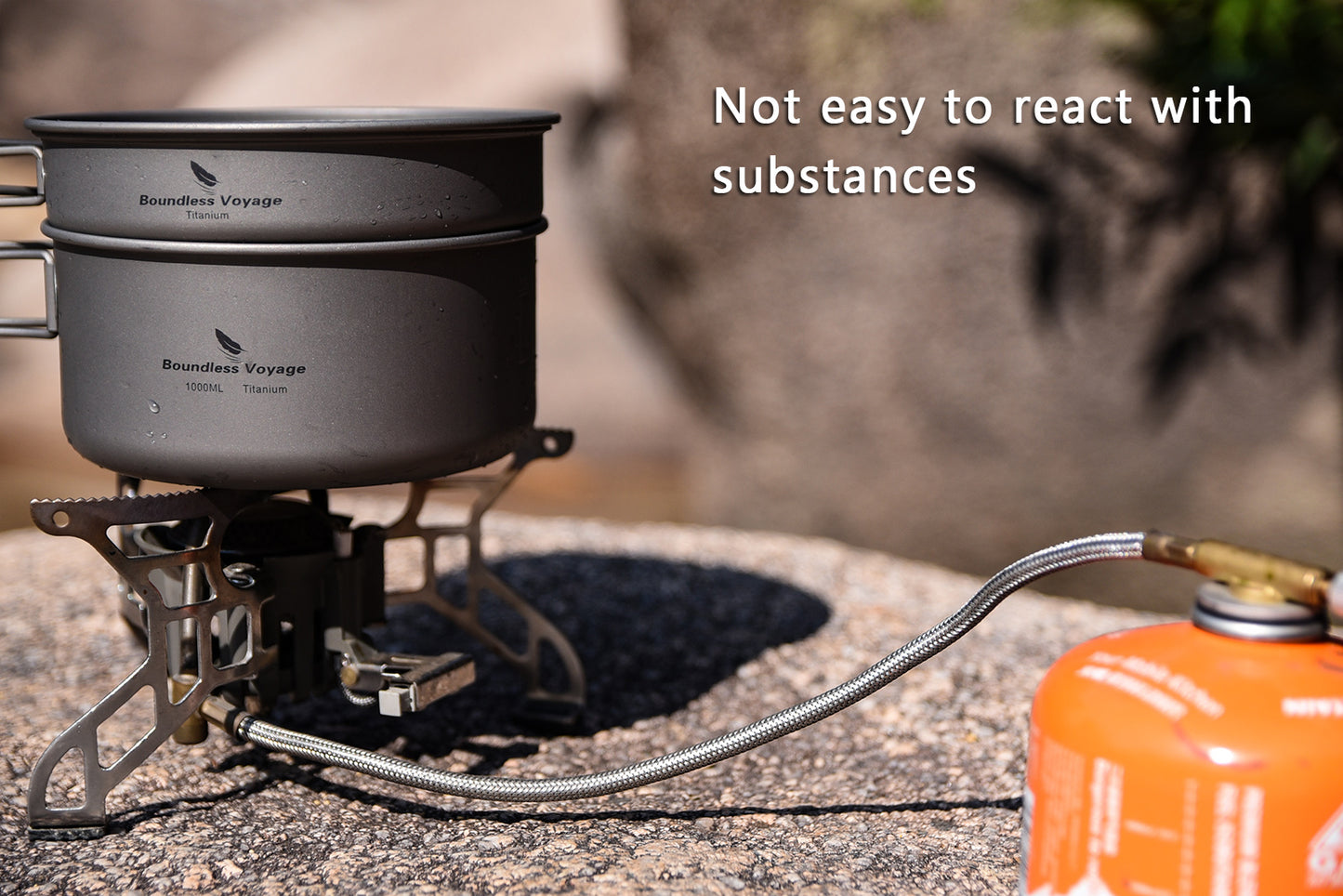 Boundless Voyage TA1 Titanium Pot & Pan Set 500ml + 1000ml with Lid – Ultralight Camping Cookware with Folding Handles for Hiking, Picnic & Outdoor Cooking