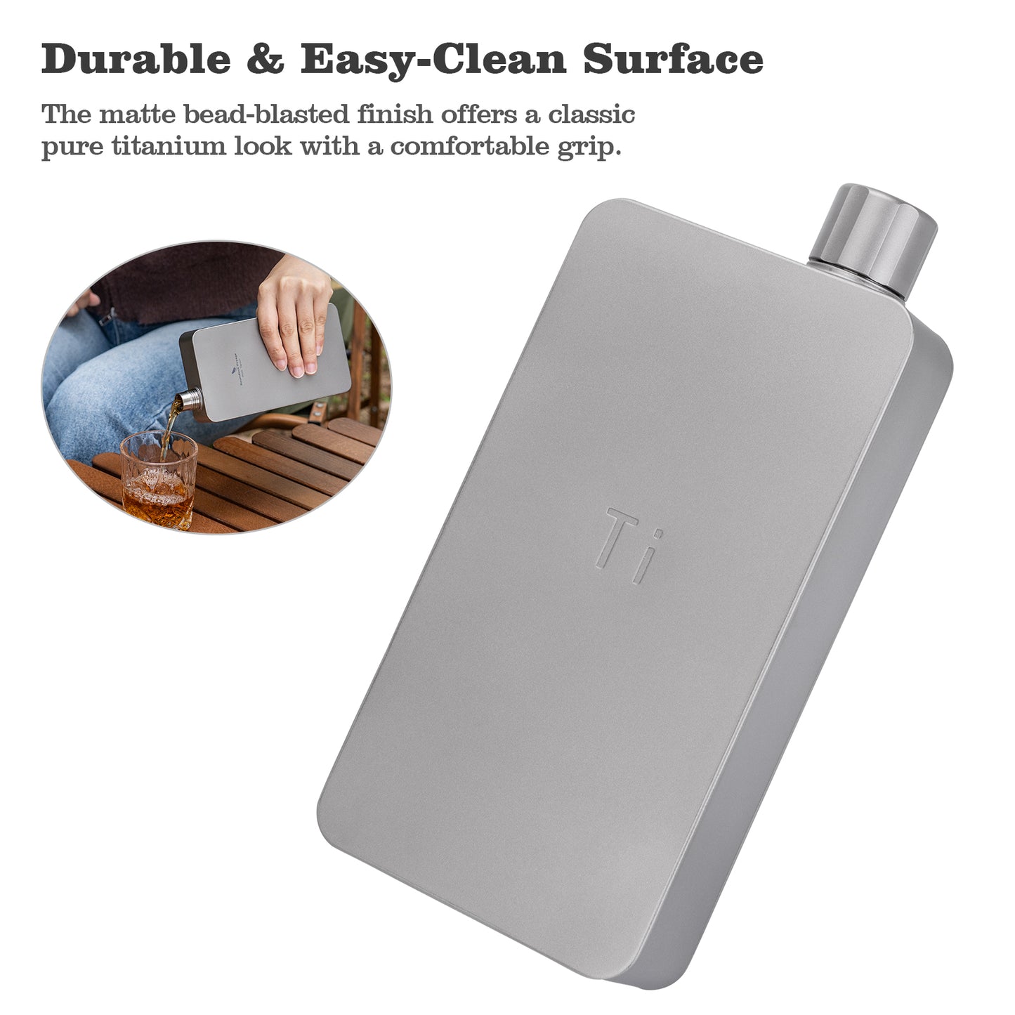 Boundless Voyage 400ml Titanium Flask with Funnel – Lightweight Leakproof Hip Flask for Camping, Travel & Everyday Carry