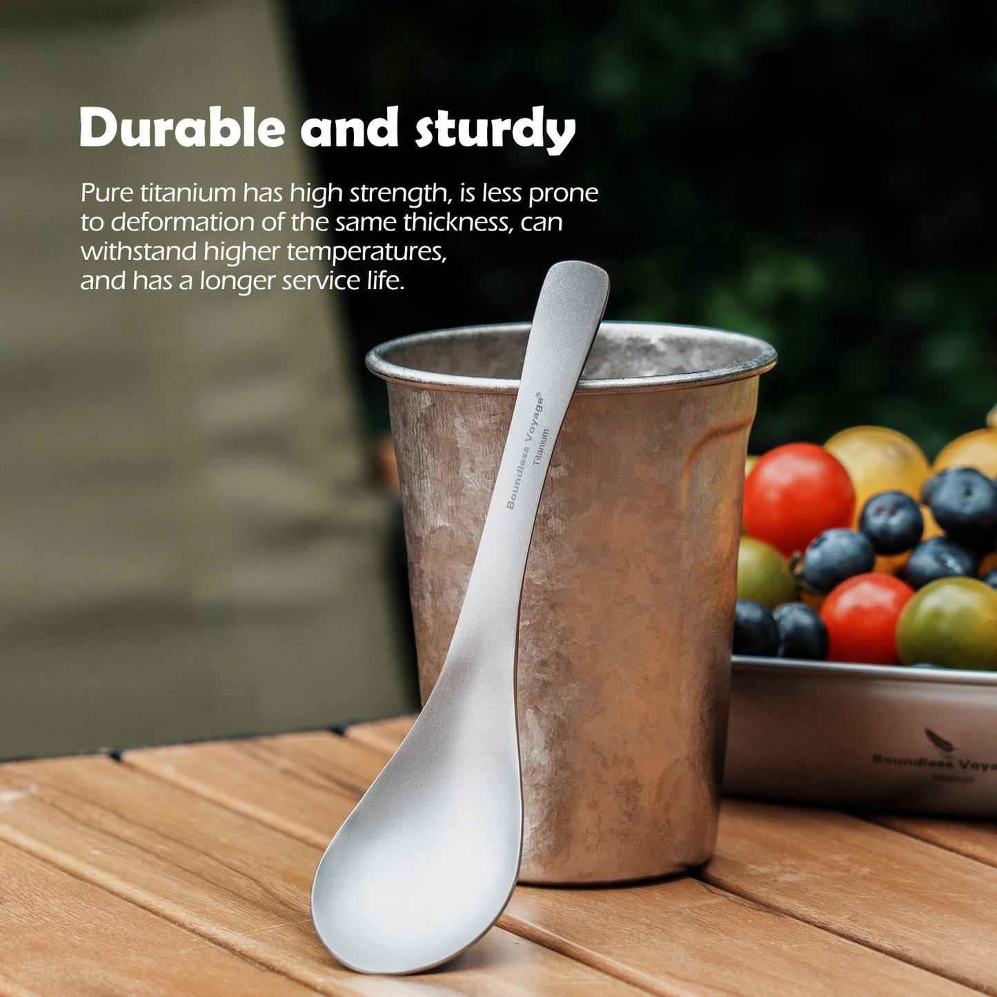 Boundless Voyage TA1 Titanium Spoon – Ultralight Durable Camping & Home Cutlery for Soup, Meals & Travel