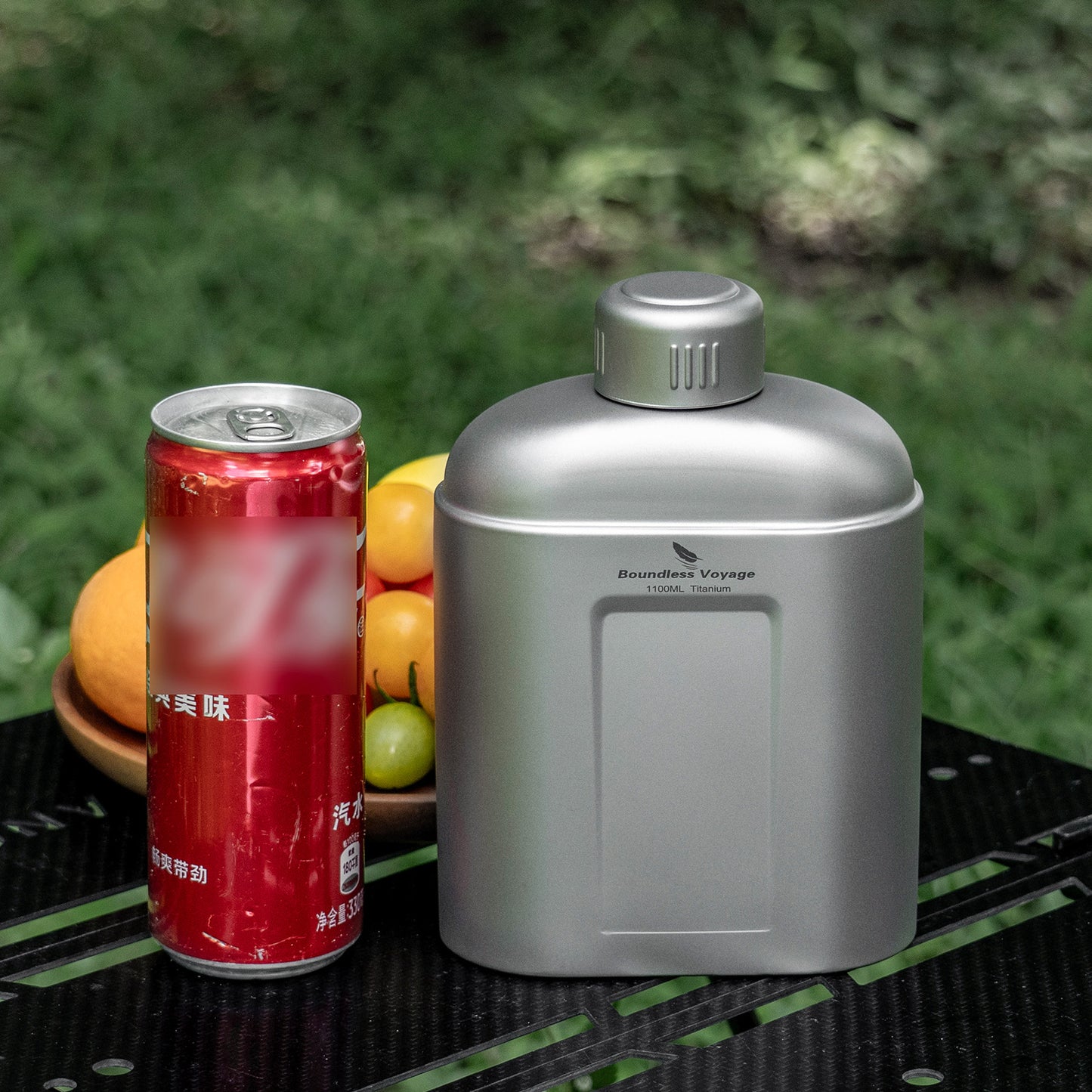 Boundless Voyage 1100ml TA1 Titanium Water Bottle – Single Wall Open-Fire Canteen with Leakproof Lid & Carry Sleeve for Camping & Outdoor Survival