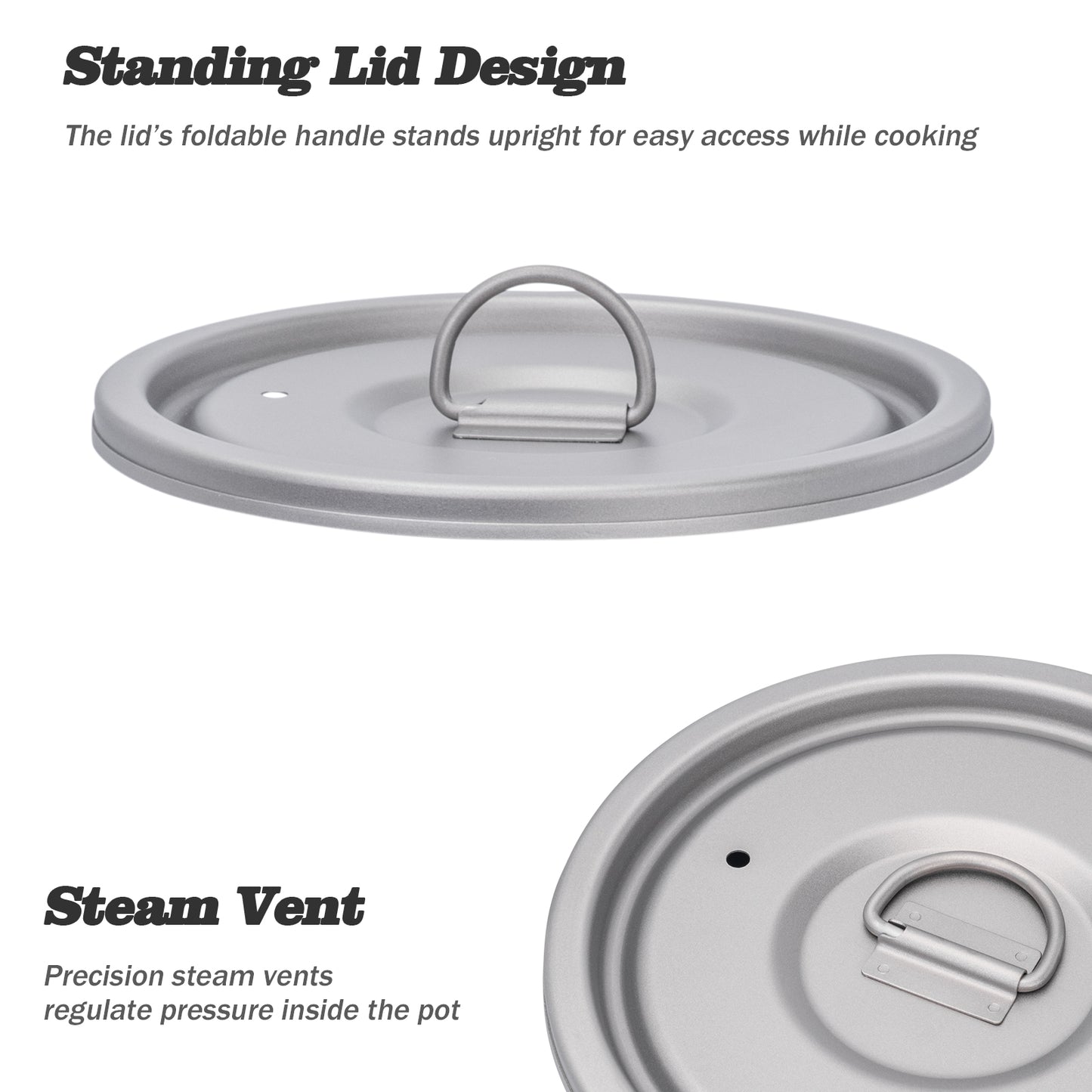 Boundless Voyage Titanium Camping Pot 1400ml Ultralight Backpacking Cookware with Folding Handle & Lid for Backpackers, Hikers & Outdoor Enthusiasts