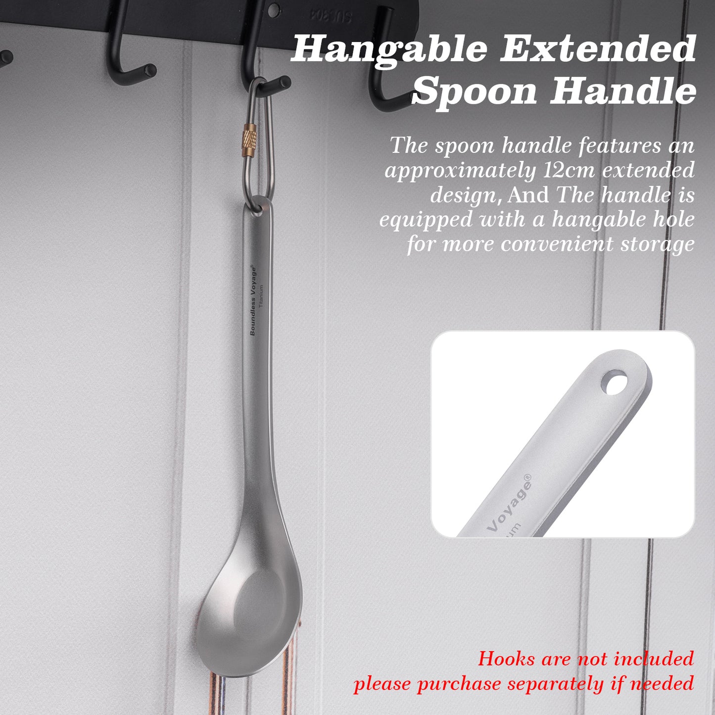 Boundless Voyage Titanium Spoon with Long Handle Outdoor Camping Ultralight Soup Spoon Cutlery Utensil