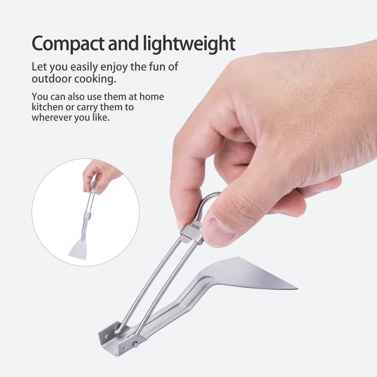 Boundless Voyage Titanium Folding Cooking Spatula – Ultralight Beefsteak Frying Shovel for Outdoor & Home Kitchen Use