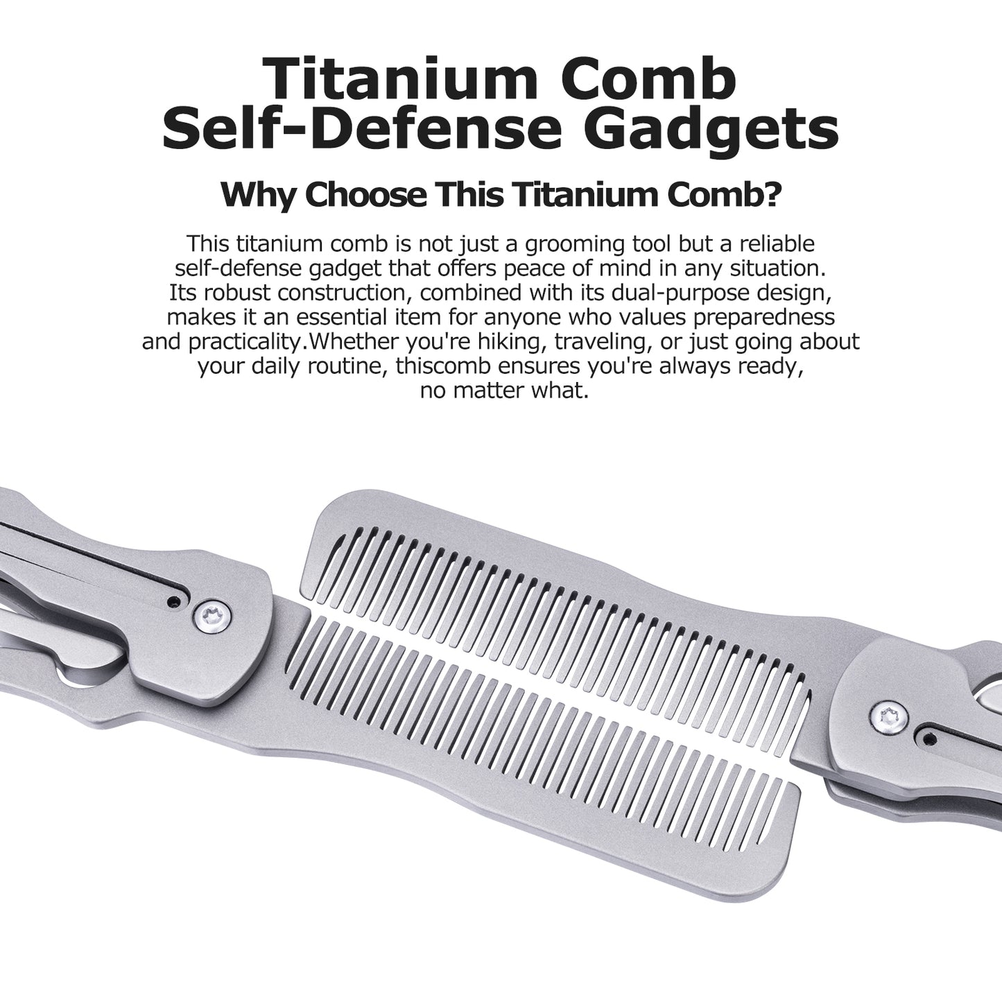 Outdoor Titanium Folding Comb – Lightweight EDC Survival & Self-Defense Gadget