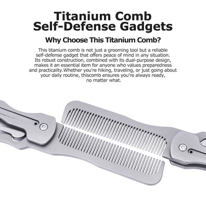 Outdoor Titanium Folding Comb – Lightweight EDC Survival & Self-Defense Gadget