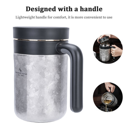 Boundless Voyage 700ml Titanium Double-Walled Cup Insulated Water Cup with Lid & Filter Portable Reusable Travel Coffee Mug for Hot and Cold Beverages