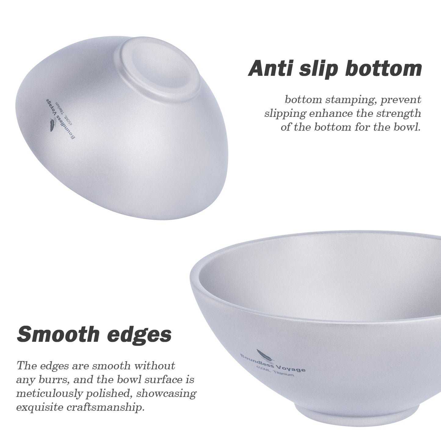 Boundless Voyage Titanium Double-Wall Bowl 220ml | Ultralight Insulated Camping Bowl | Portable Outdoor Tableware for Soup, Rice & Kids