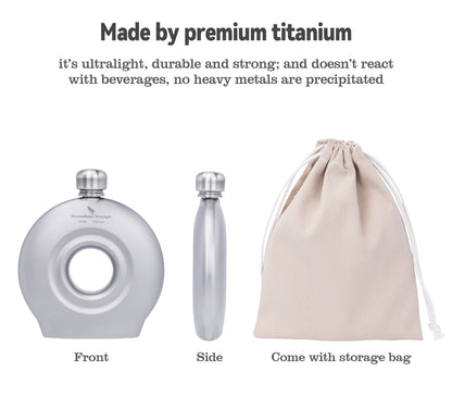 Boundless Voyage Titanium Titanium Flask 180ML+funnel for Camping Home Whiskey Flask